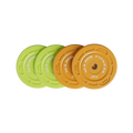 Major Fitness CGWP70 70LB [10lbx2/25lbx2] Green/Yellow Color Grip Low Bounce Bumper Plates