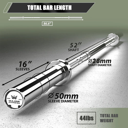 220OB2SR 7ft 20kg Home Gym Barbell Silver