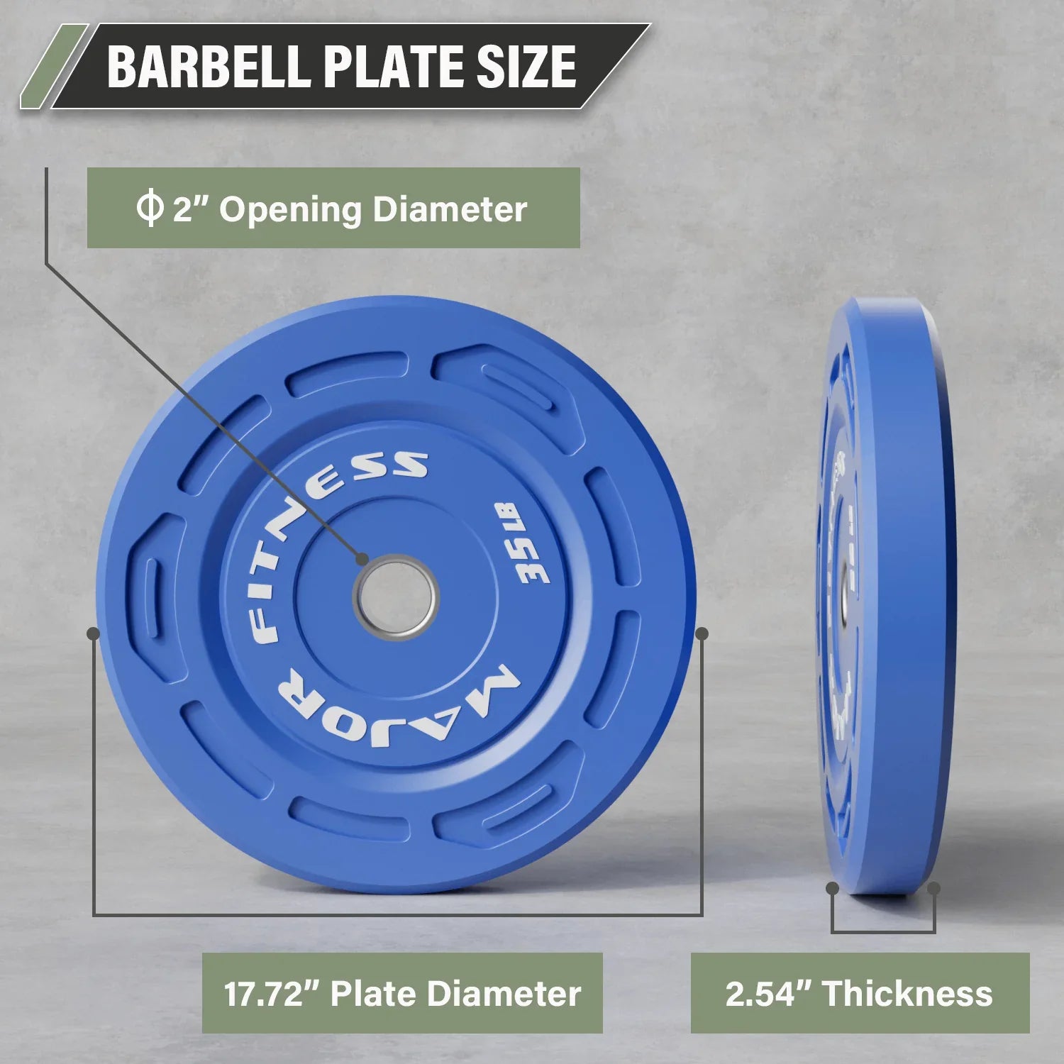 Major Fitness CGWP35 35LB Pair Blue Color Grip Low Bounce Bumper Plates