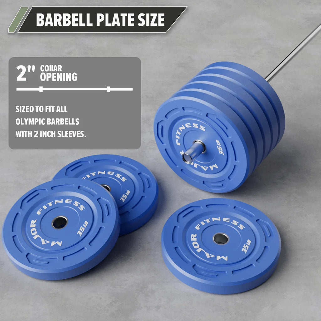 Major Fitness CGWP35 35LB Pair Blue Color Grip Low Bounce Bumper Plates