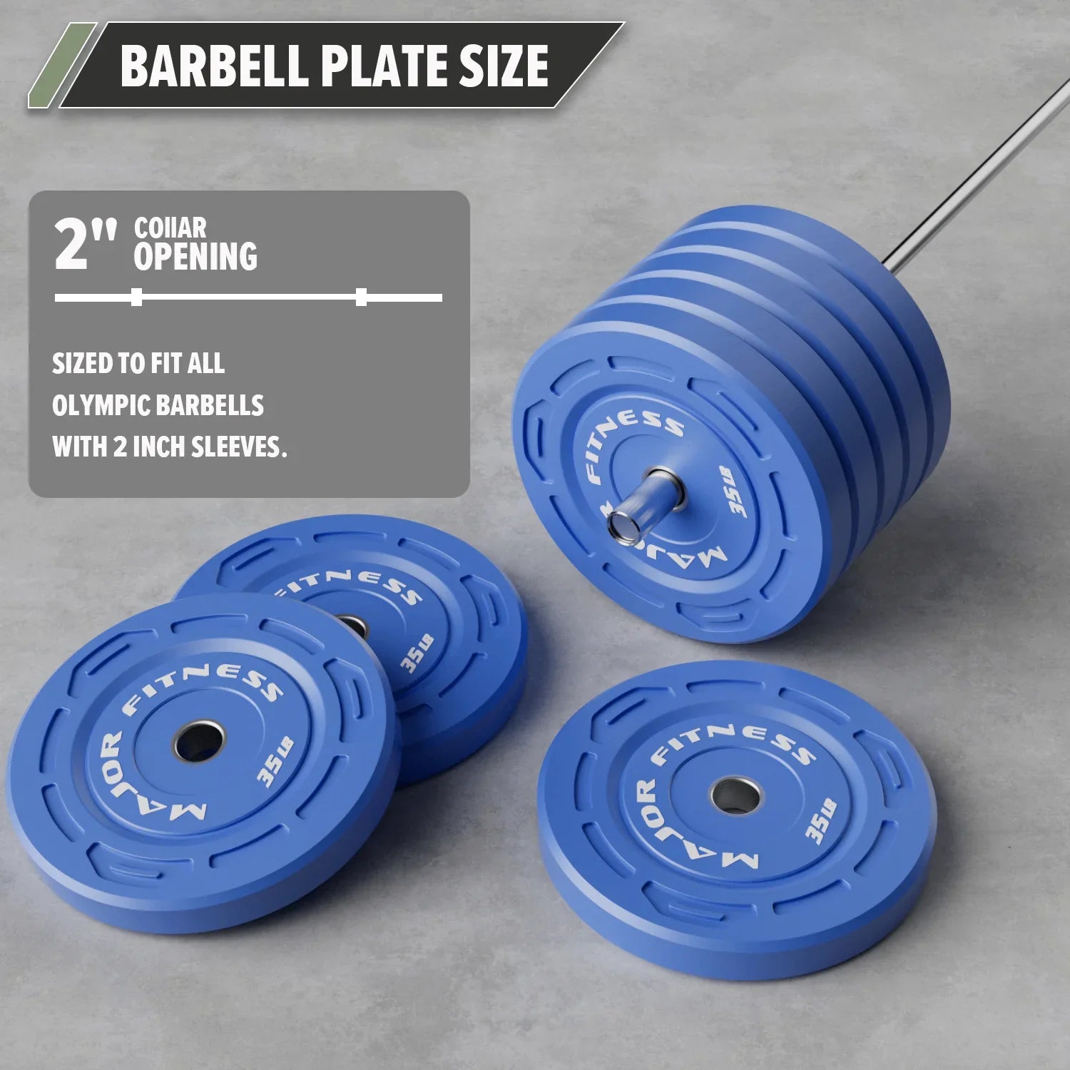 Major Fitness CGWP35 35LB Pair Blue Color Grip Low Bounce Bumper Plates