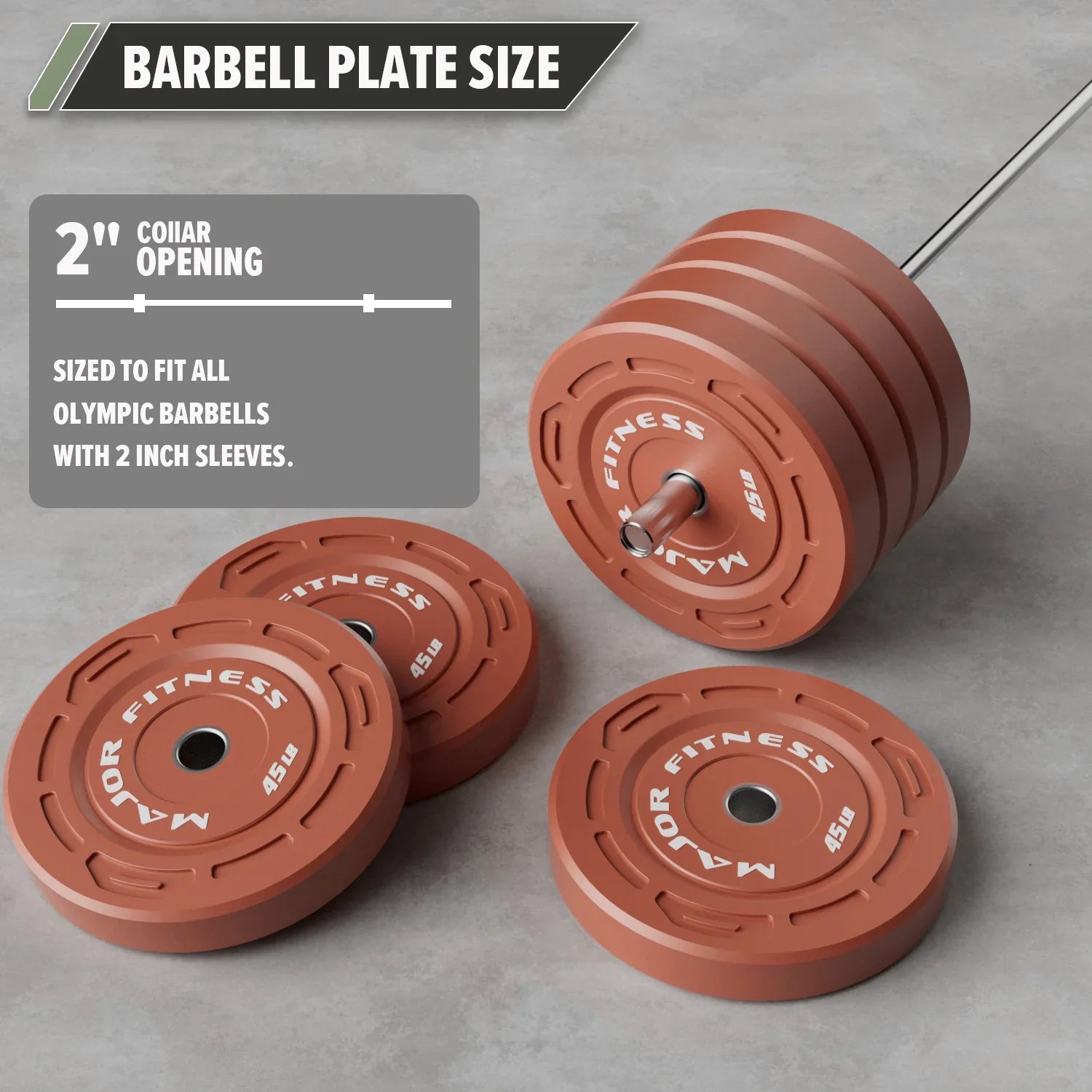 Major Fitness CGWP45 45LB Pair Red Color Grip Low Bounce Bumper Plates