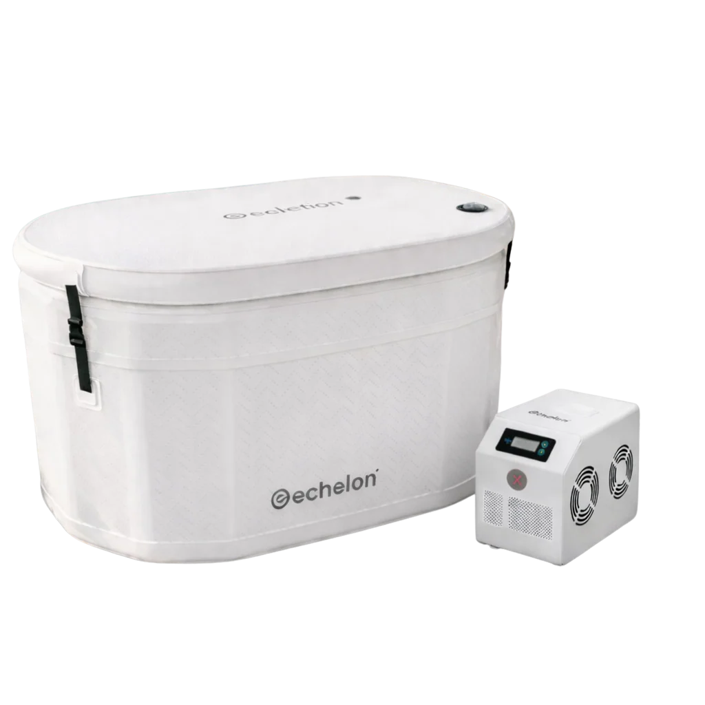 Echelon Recovery Smart Cold Plunge Soft Oval Tub – Inflatable W/ External 1HP Pump (White)